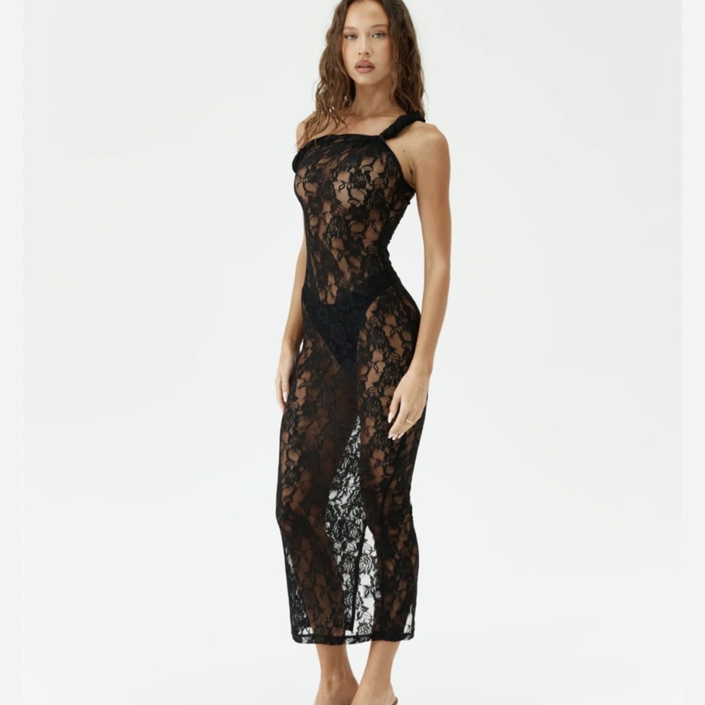 Johansson Long Poppy Lace Dress Black size S